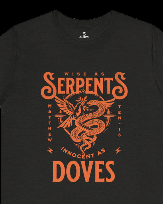 Serpents and Doves Black Heather tee, Matthew 10:16