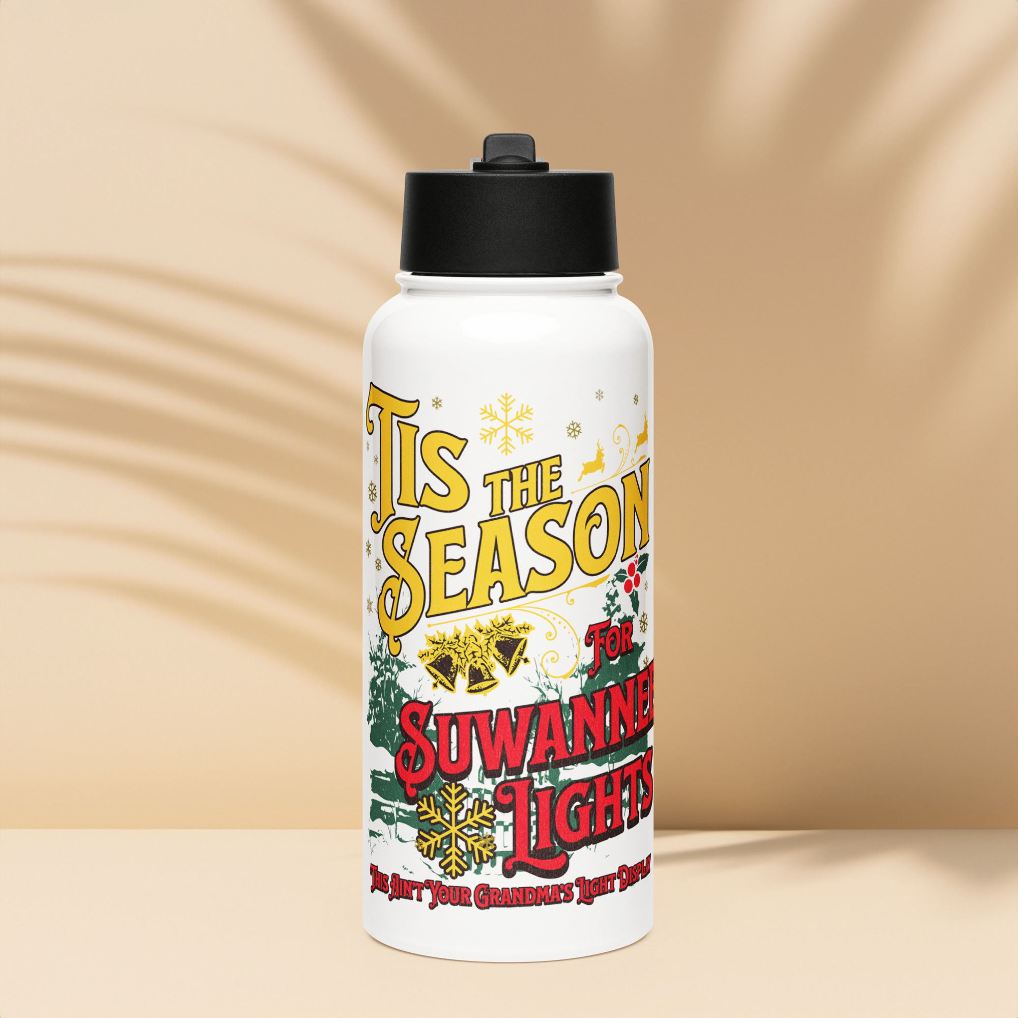 Suwannee Lights™ Stainless steel water bottle with a straw lid