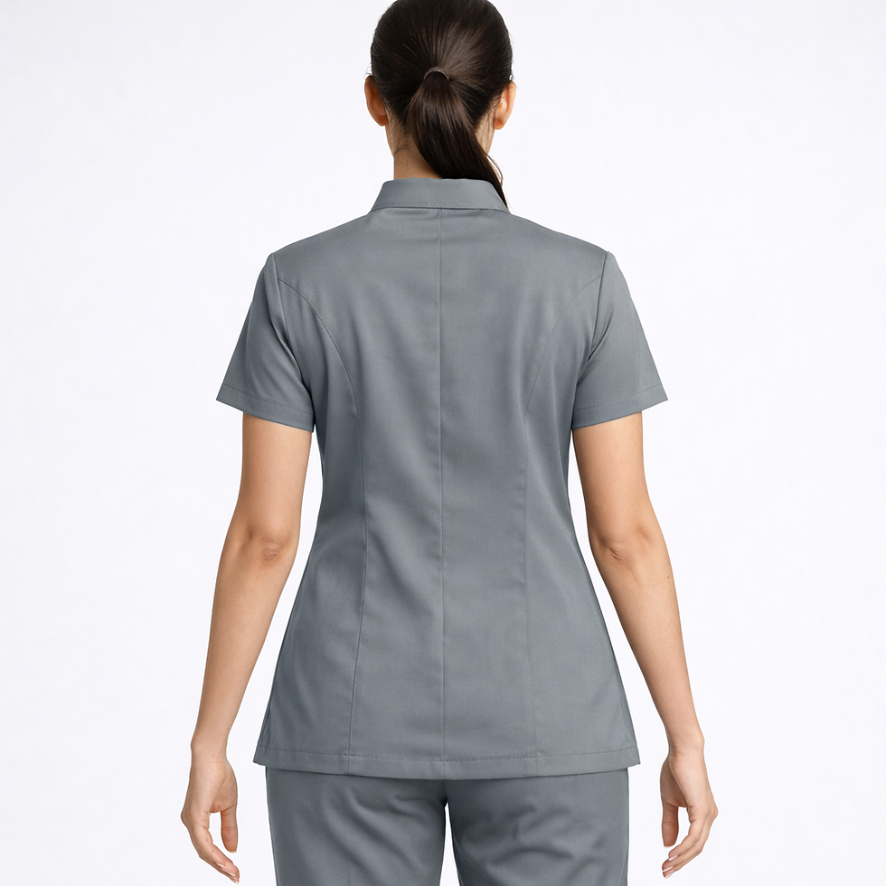 Thumbnail: LeadersClub Women's Mandarin Collar Scrub - Cool Ash Grey