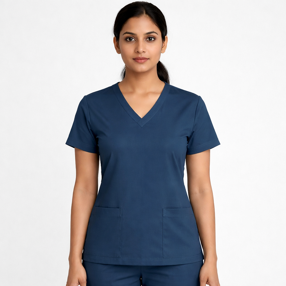 Thumbnail: LeadersClub Women's V-Neck Active Scrub -Steel Blue Grey