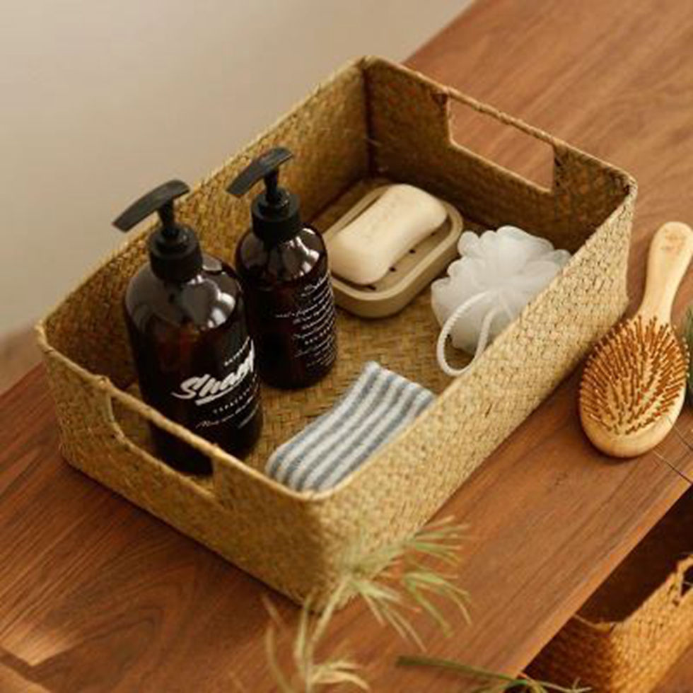 large seagrass storage basket natural woven bathroom