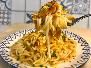 Спагетти с тыквой и курицей