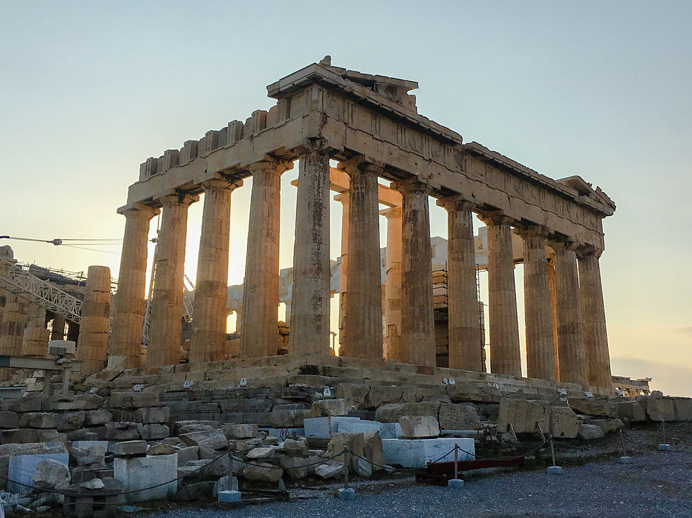 The Parthenon on the Acropolis of Athens at sunset
