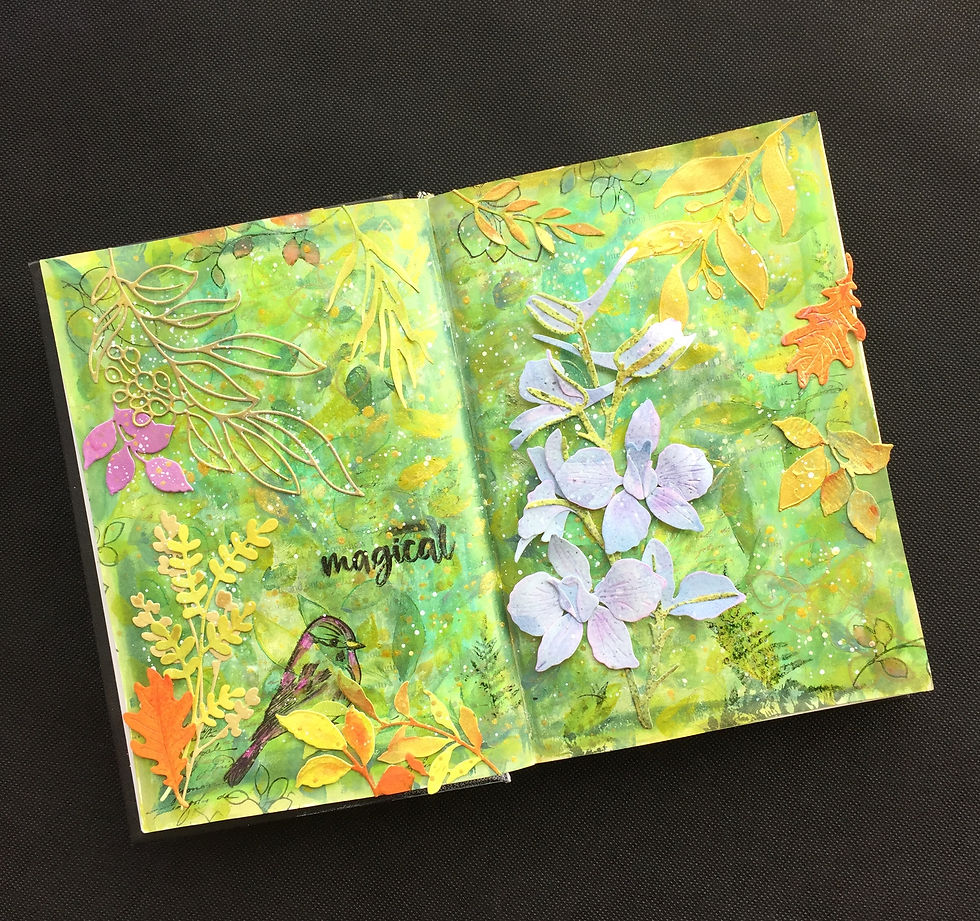 Journal pages illustrating a bird visit in the garden in early autumn
