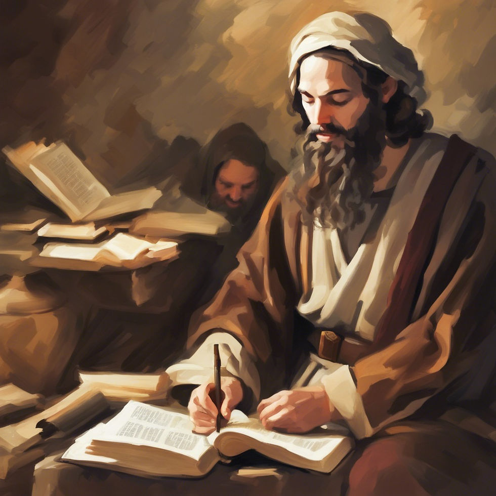 a man writing in a book studying with another man