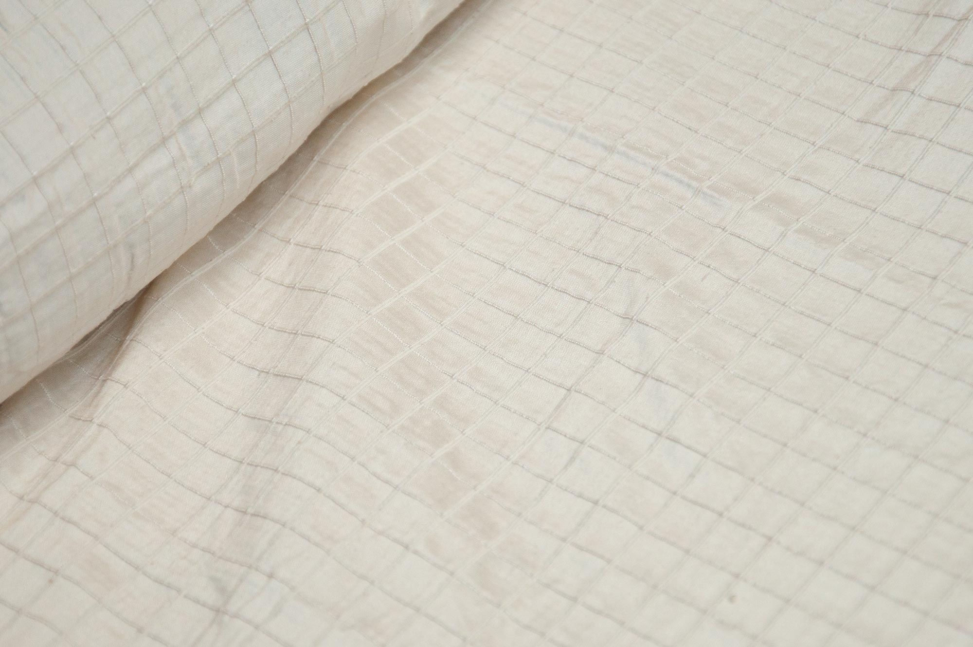 Μεταξωτός Ταφτάς Καρό Εκρού