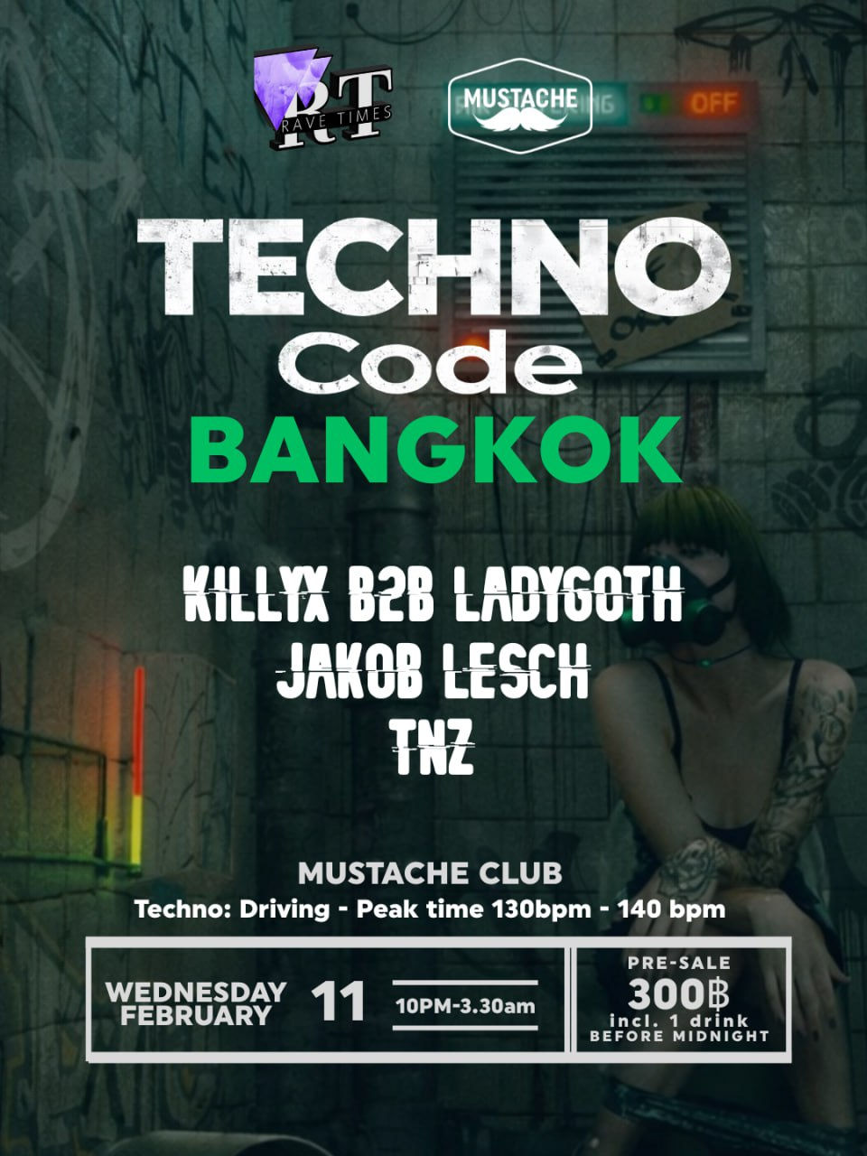 🔊The Techno Code (130 - 140bpm) w/ Killyx x Ladygoth | Mustache Club   