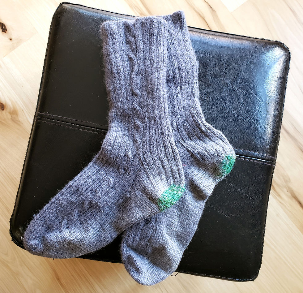 picture of socks with darned heels