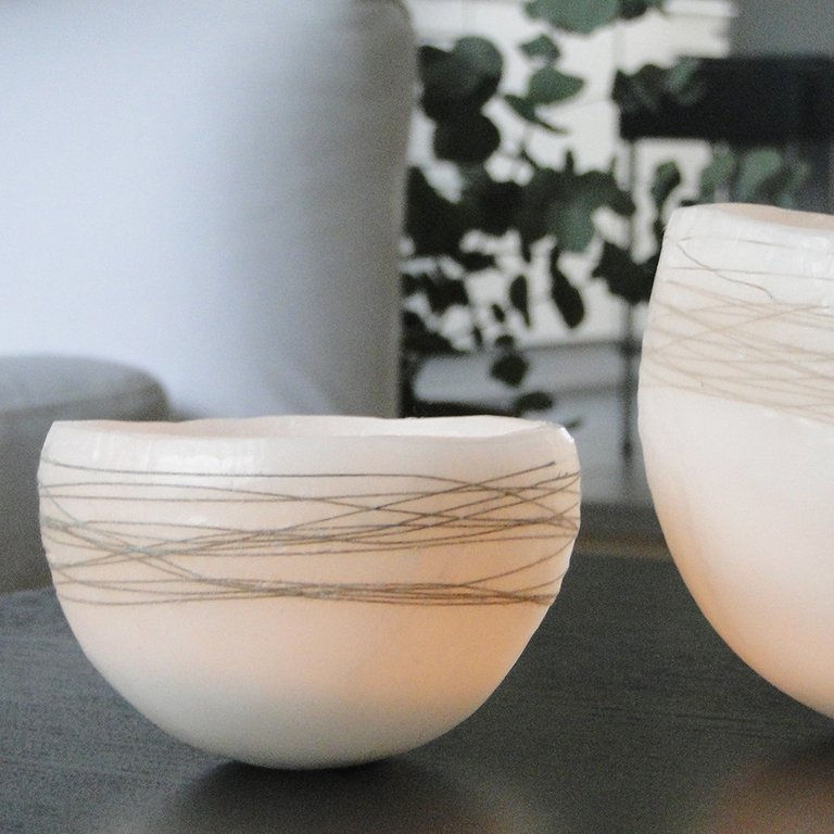 Thumbnail: Vase photophore en cire et corde avec bougie led