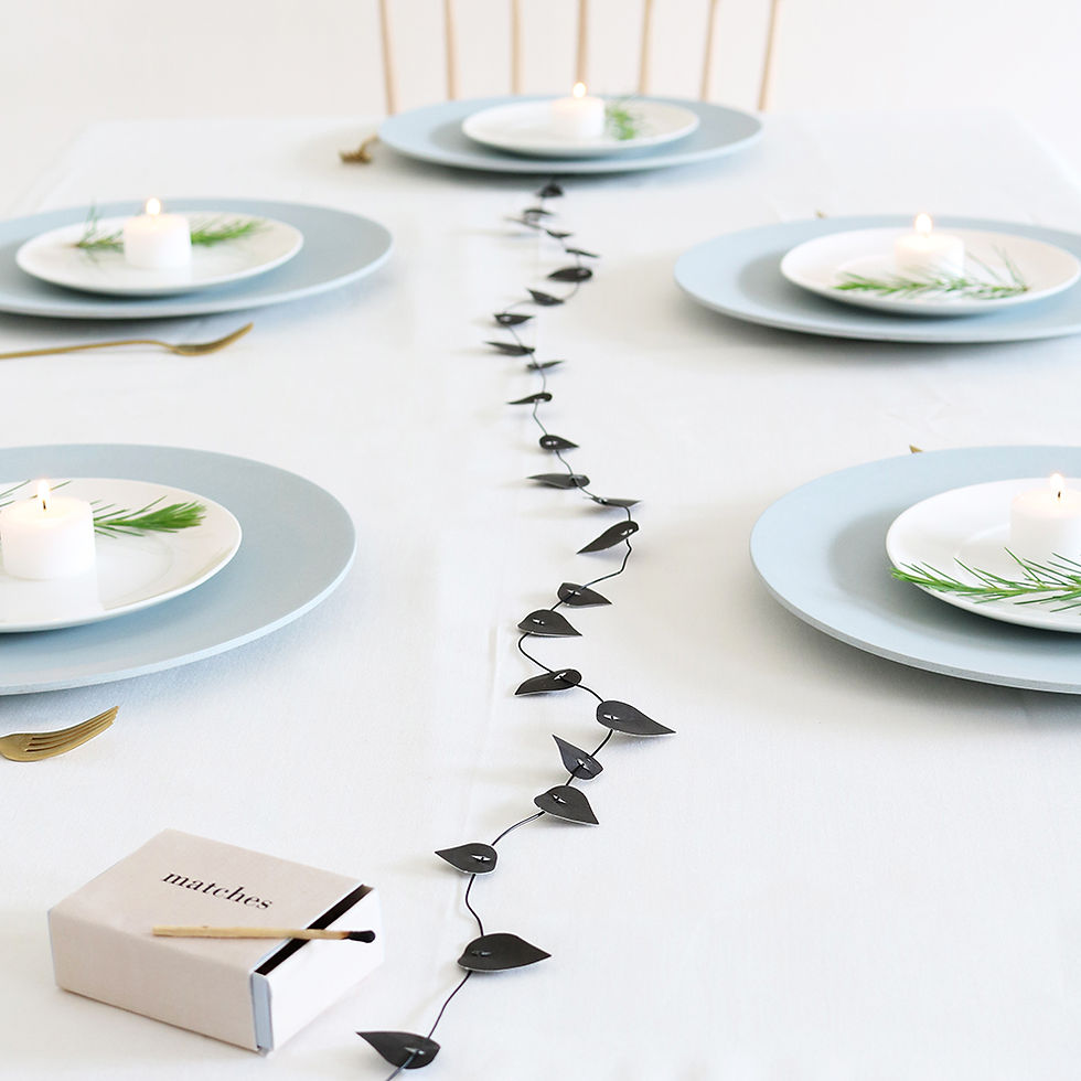 Miniature : Guirlande papier feuilles noires pour centre de table twig leaves