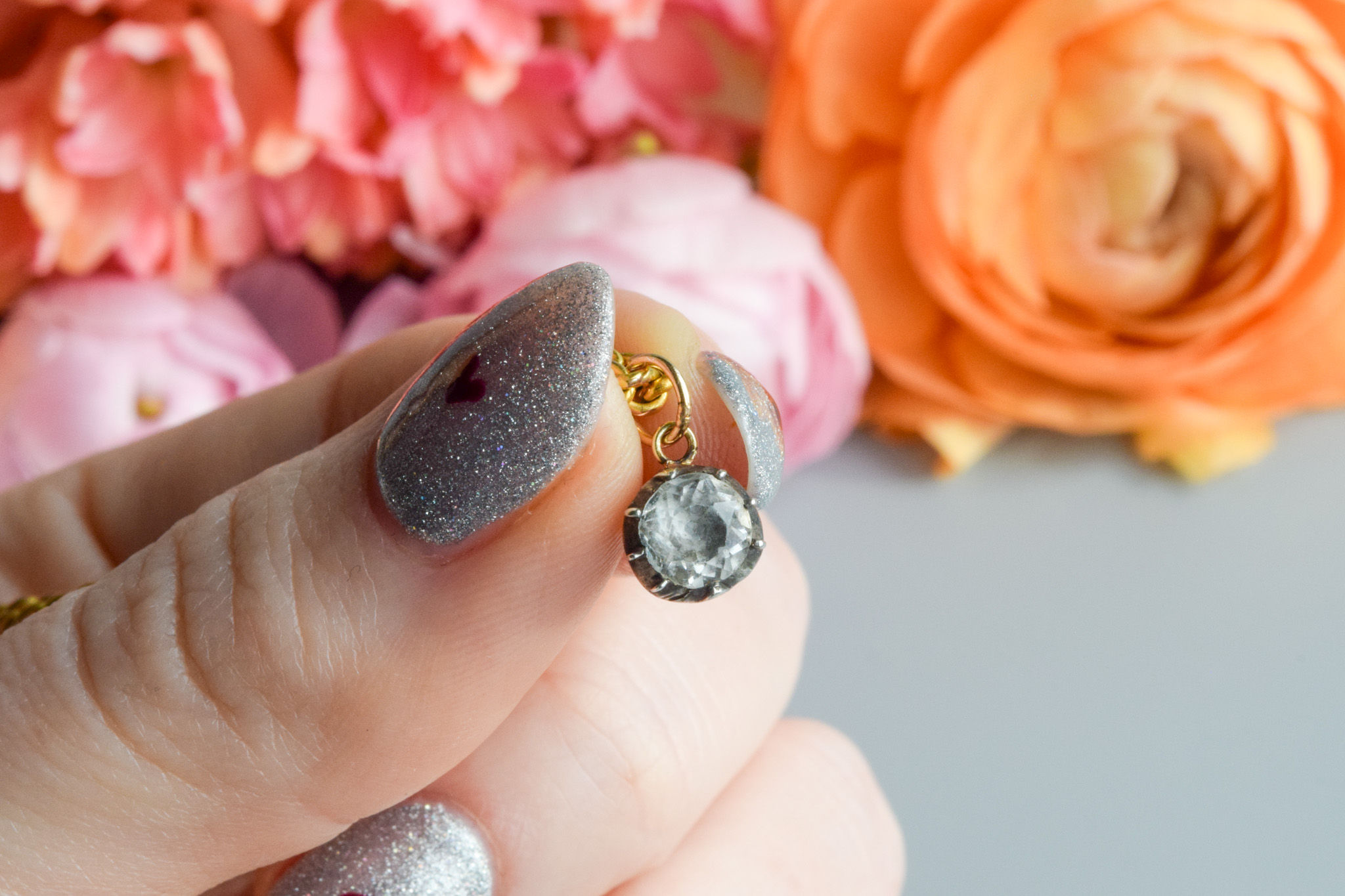 Antique Georgian clear paste pendant silver and 9 carat Gold