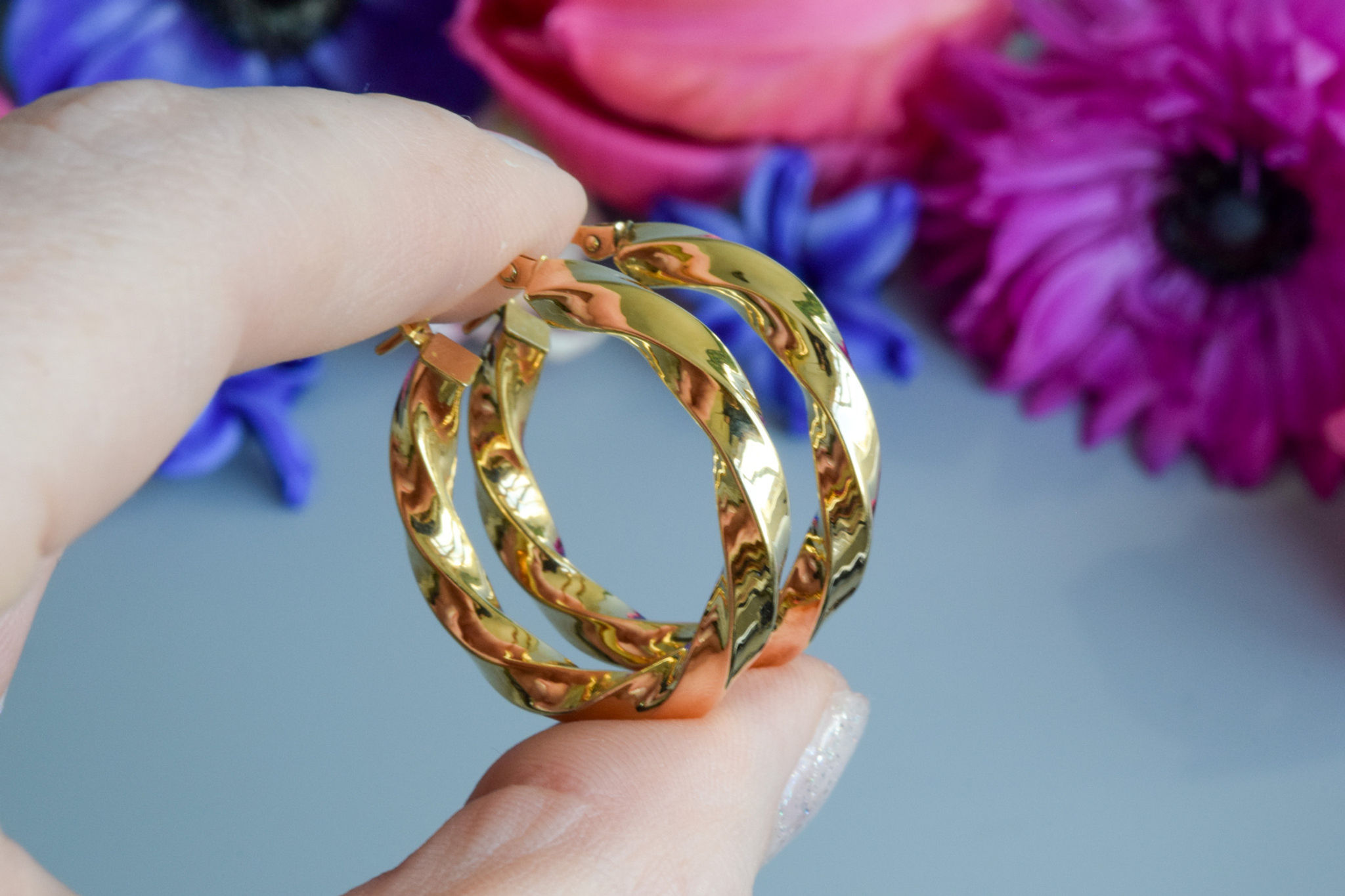 Vintage twist hoop earrings 9 carat gold