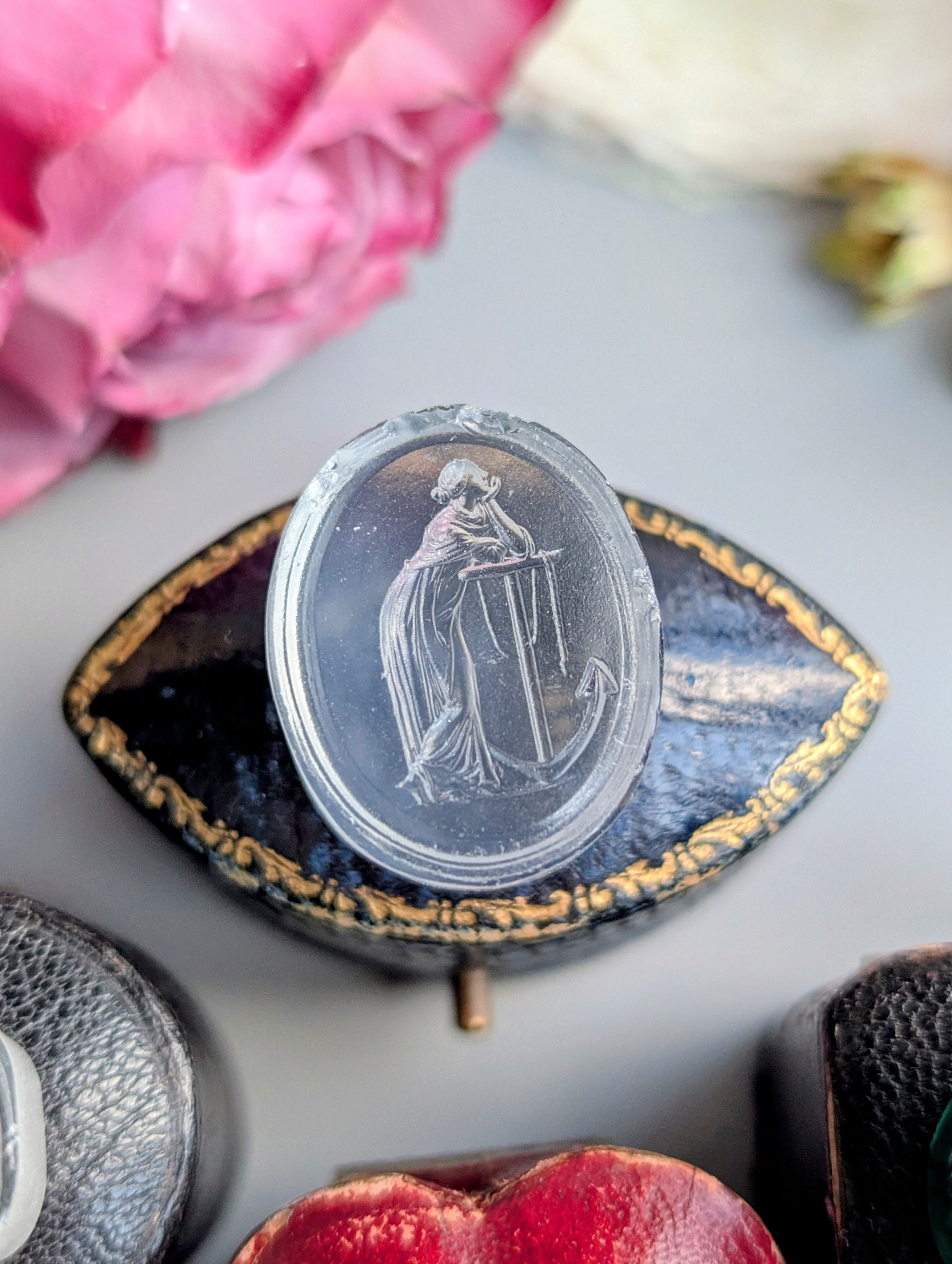 Antique Victorian intaglio tassie seal classical figure hope