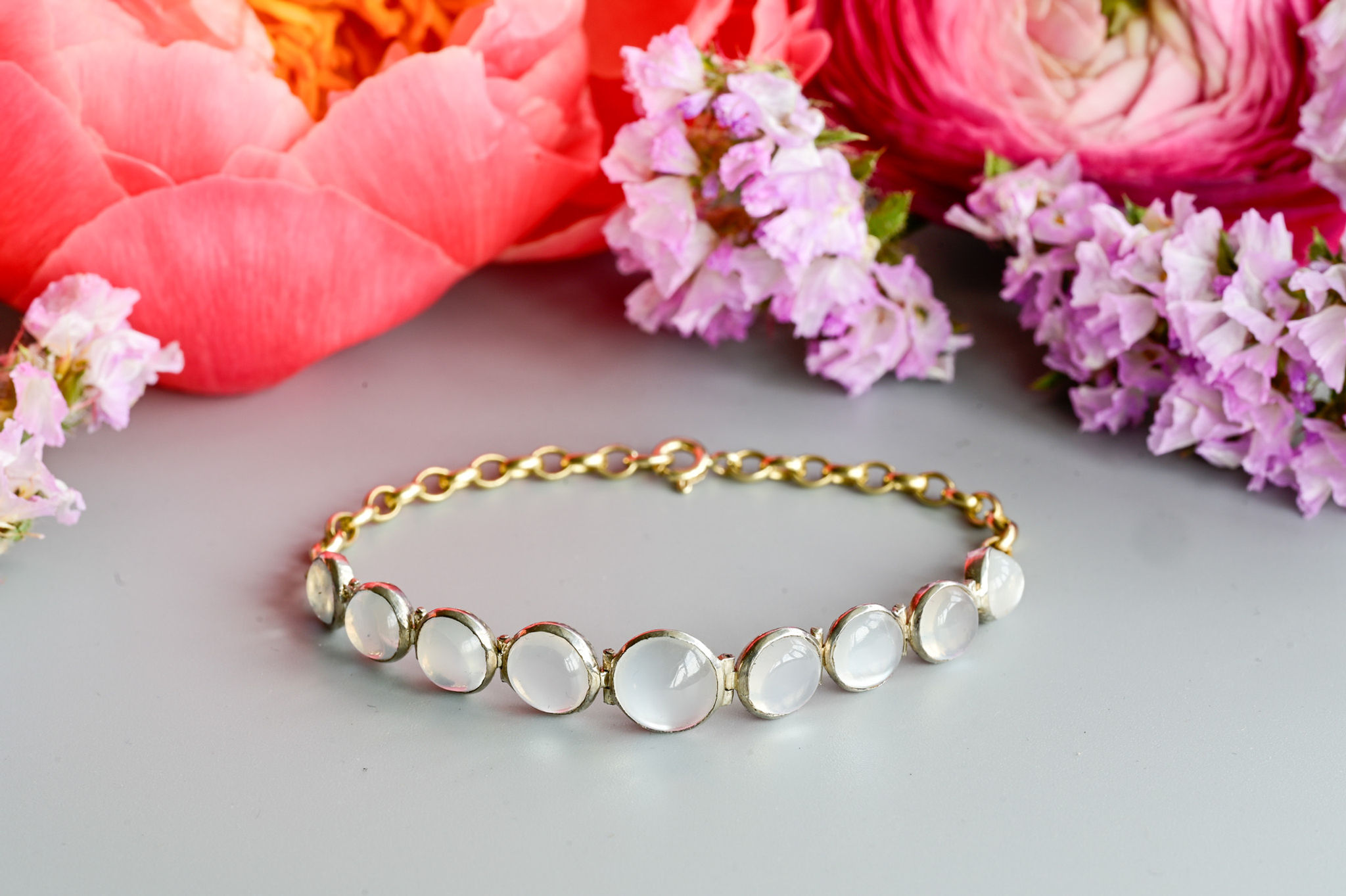 Antique Victorian moonstone bracelet silver and 9 carat gold
