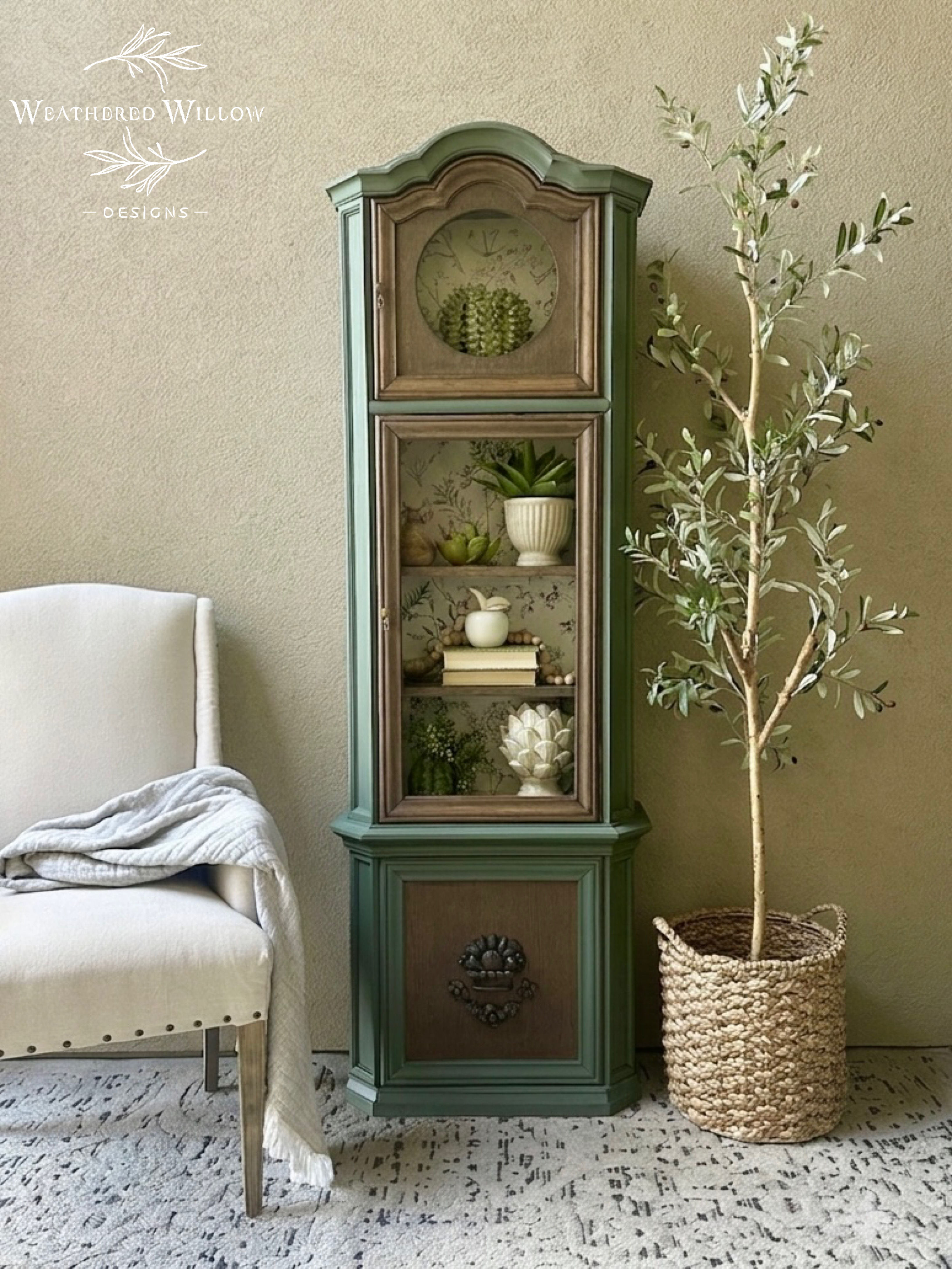 Antique grandfather clock cabinet