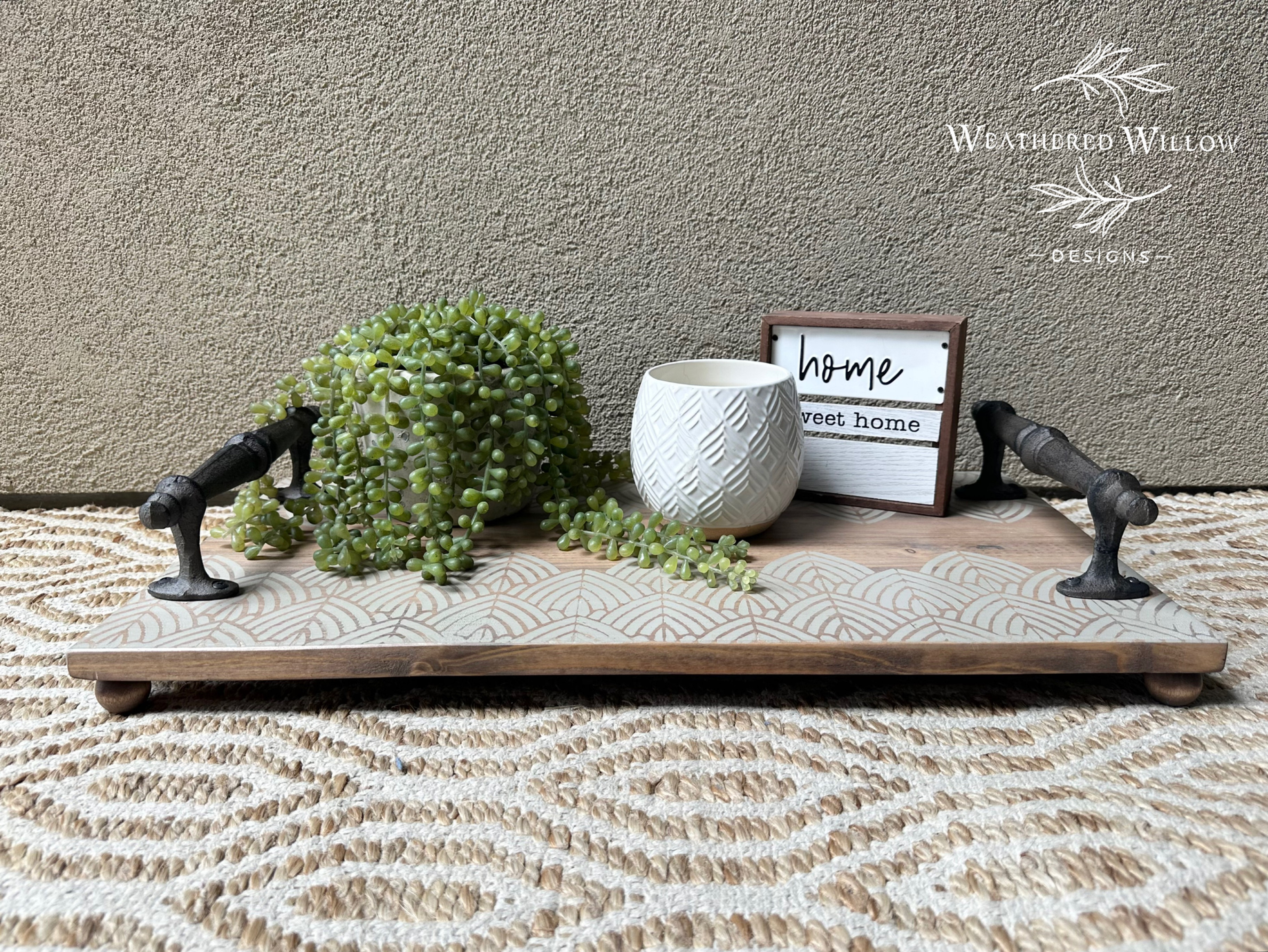 Handmade stenciled tray