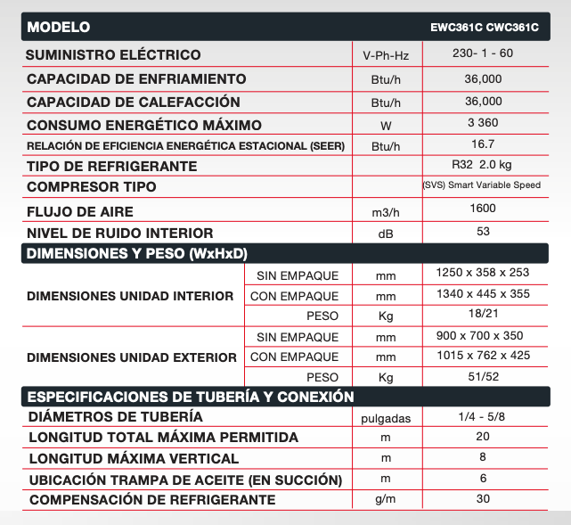 Miniatura: MINISPLIT MIRAGE INVERTER 17 (3 TON)