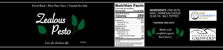 zealous pesto proposed label design and nutrition facts