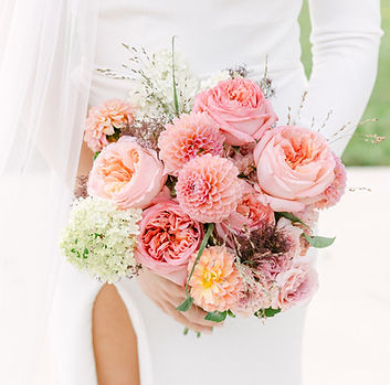 Light and bright summer wedding colorful bridal bouquet