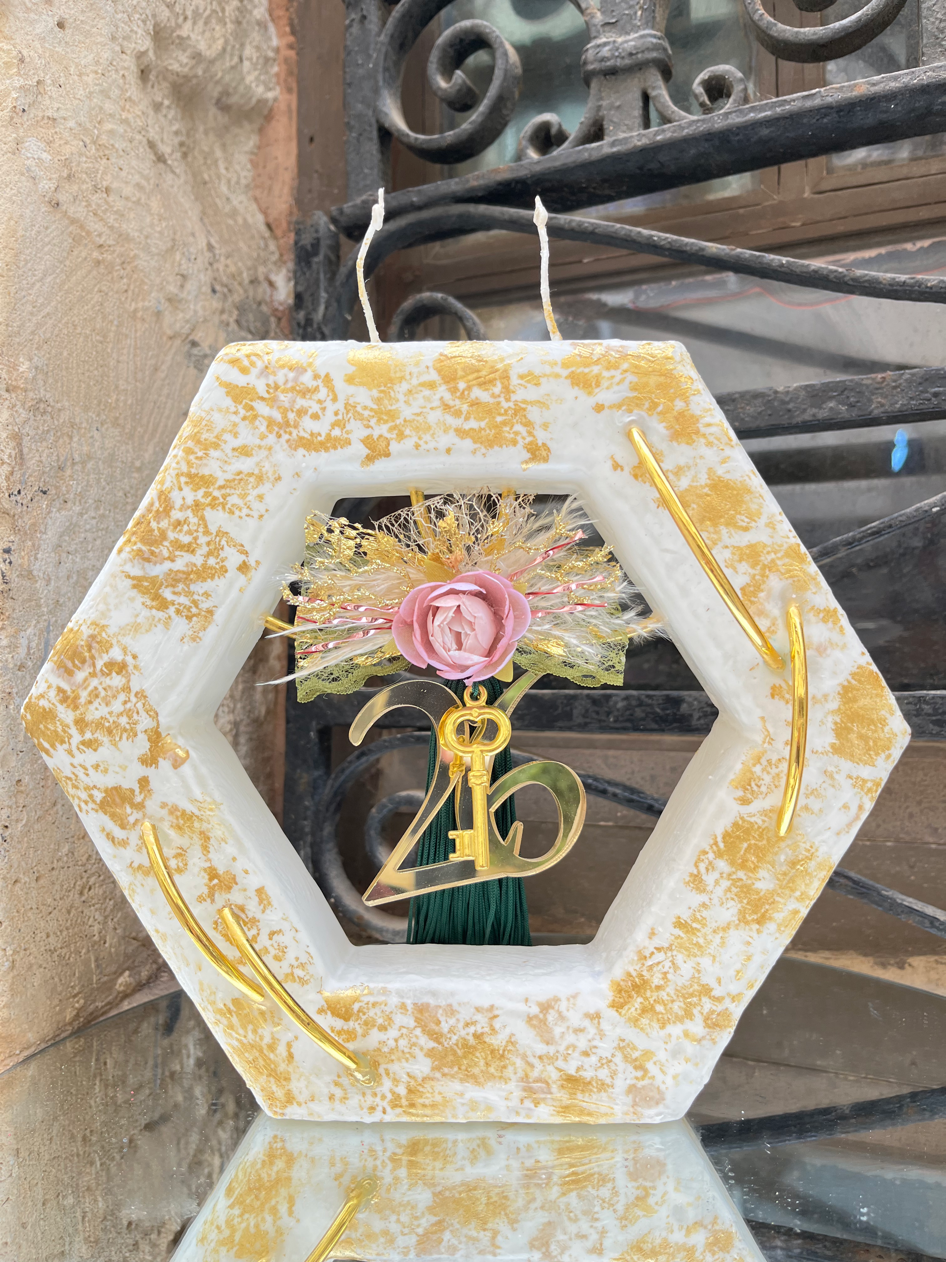 Χριστουγεννιάτικο Κέρινο Εξάγωνο 