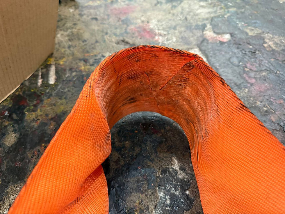 damaged webbing sling cut example