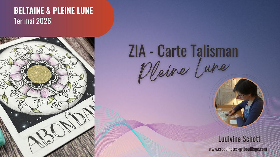 Carte Talisman Pleine Lune et Beltaine (ZIA Zentangle)