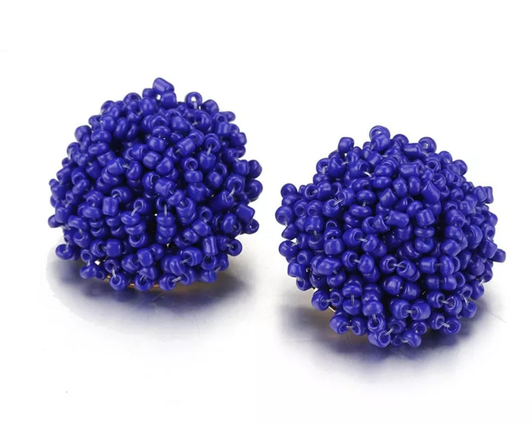 brincos de missangas -azul