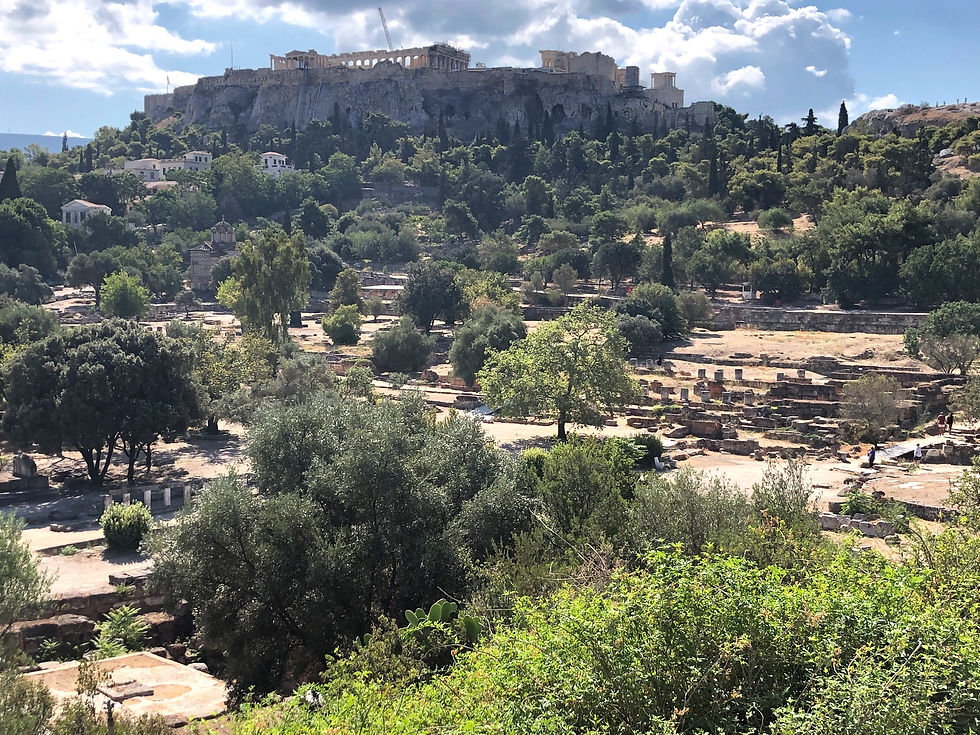 the ancient Agora with the Acropolis in the background