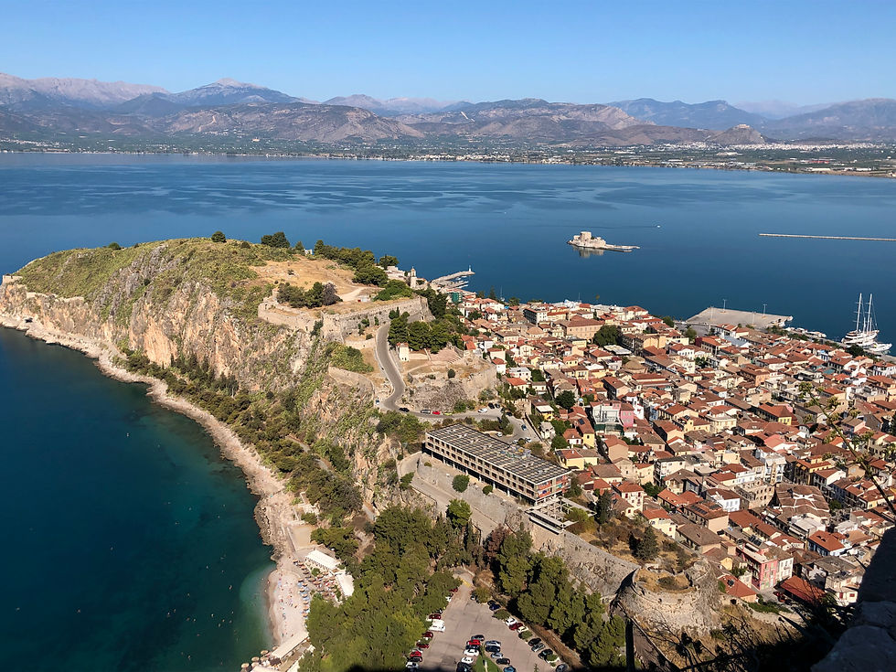 view from Palamidi Castle to the old town of Nafplio