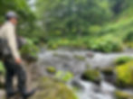 my guide, Shimo, surveying the water