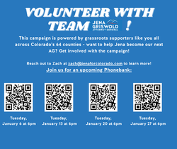 Volunteer with Team Jena Griswold