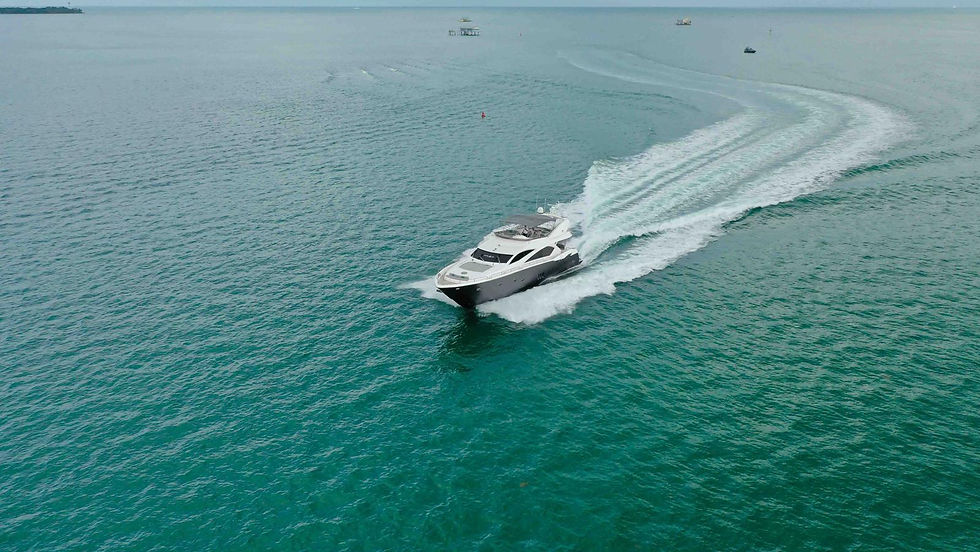 Luxury yacht floating on waters