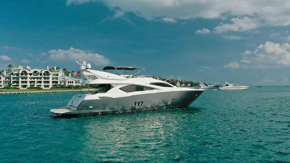 Luxury yacht floating on waters