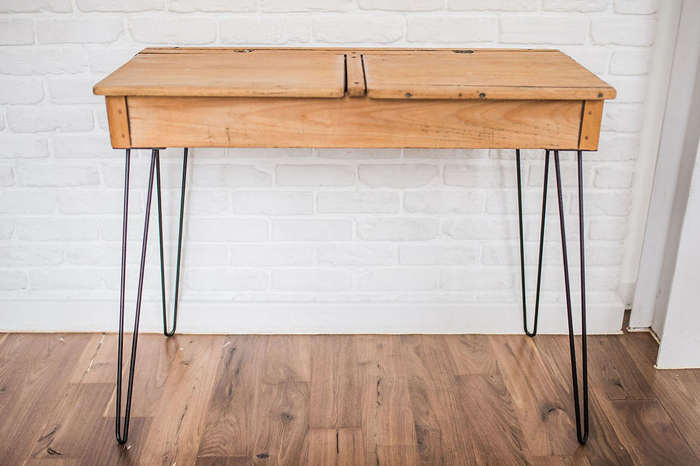 Thumbnail: 'Penny' Vintage School Desk Console with Hairpin Legs