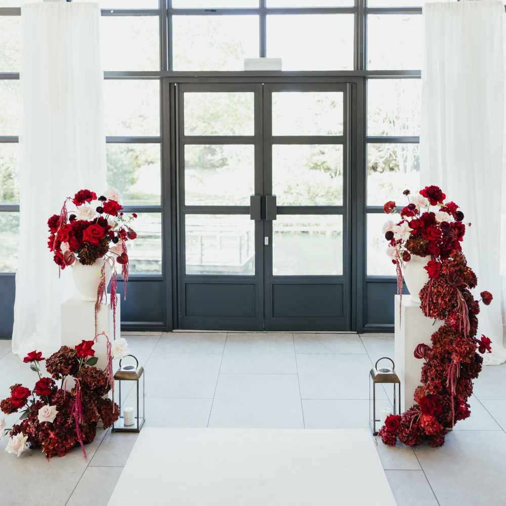 Plinths urns and lantern collection at Baddow Park House