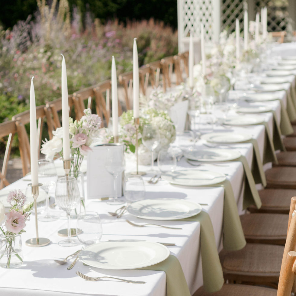 Wedding set up with bone china plates