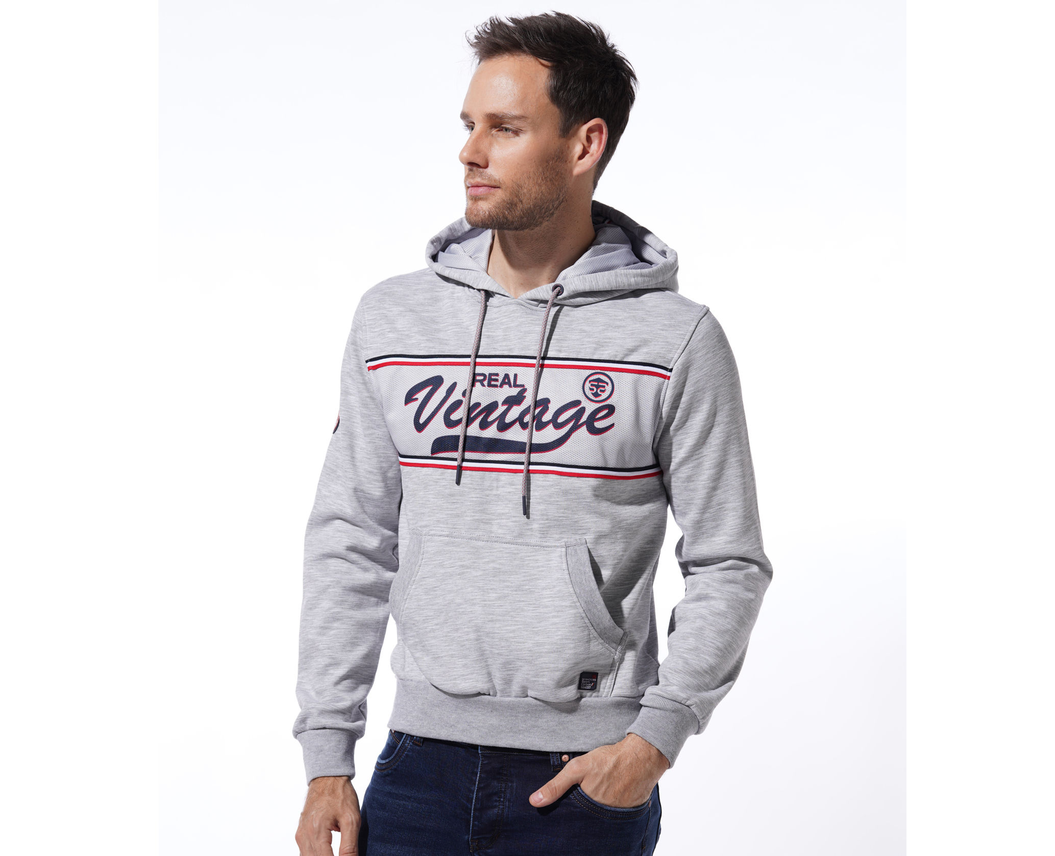 Sweat Shirt Hooded Vintage Mix Mesh