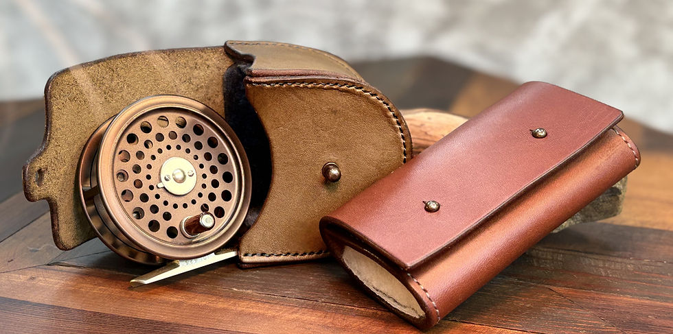 Fly Fishing Leather Reel Case and Leather Fly Wallet