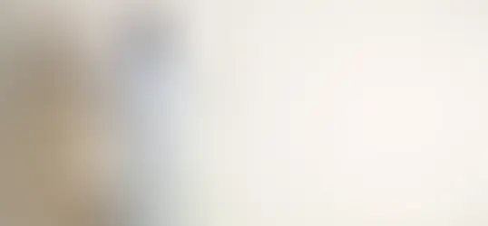 Painter in white protective suit using roller to paint a wall, with a wooden ladder nearby.