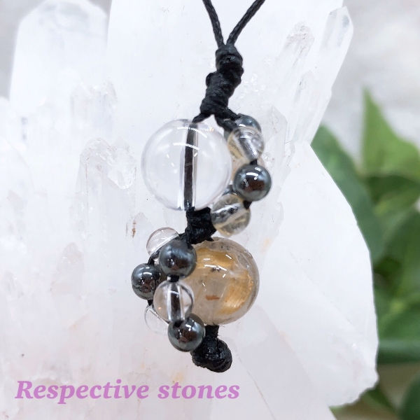 お財布チャームで金運アップ★むだづかいを防ぐ!(ルチルクォーツ×ヘマタイト)/wl-4