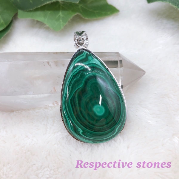 <ペンダントトップ>模様が神秘的★ドロップ型♪マラカイト(癒し・回復・邪気祓い)/top-6