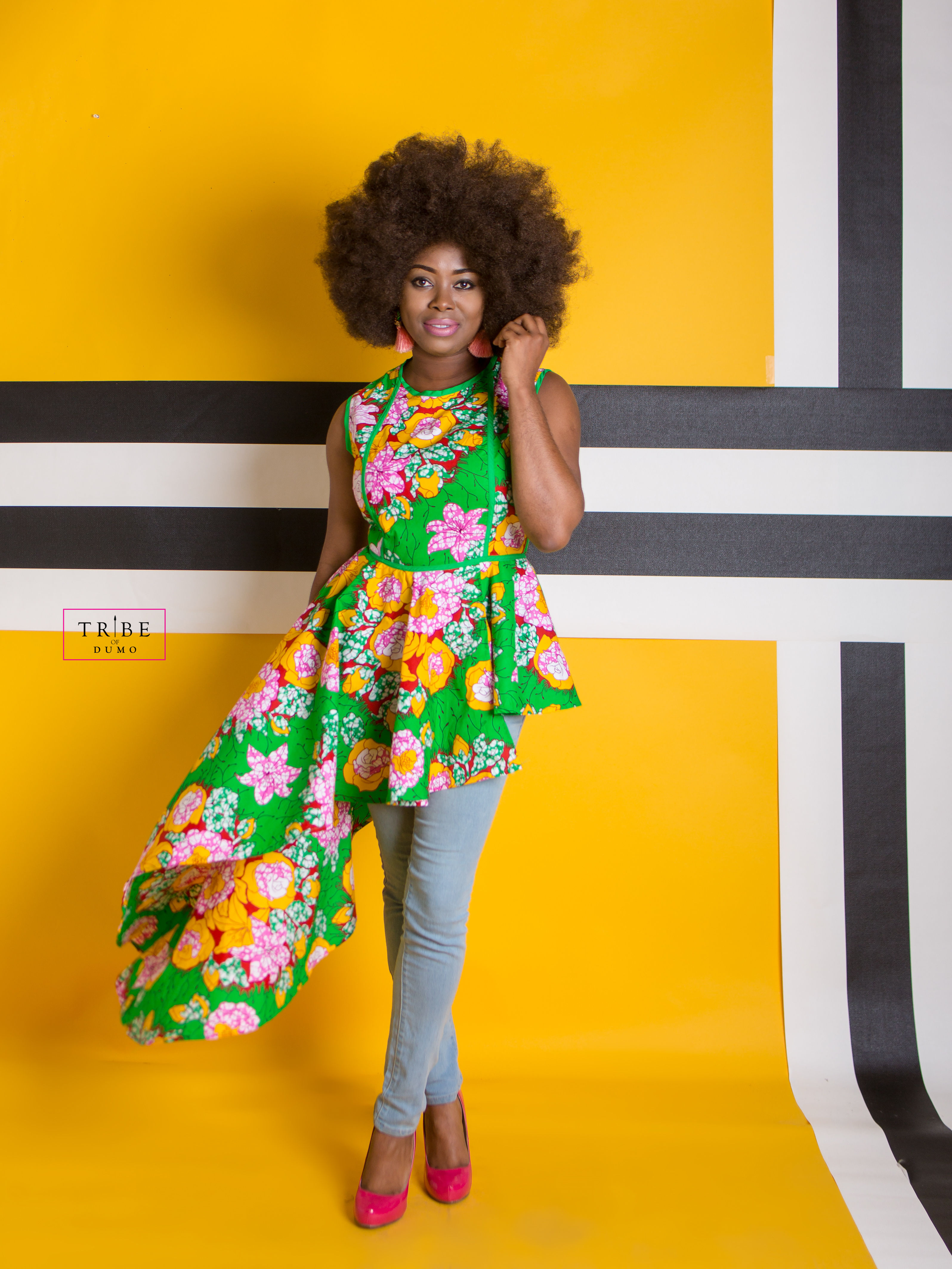 Damola Side Waterfall Top -Green