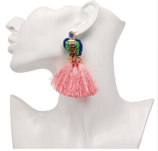 Thumbnail: Double Strand Tassel Earring
