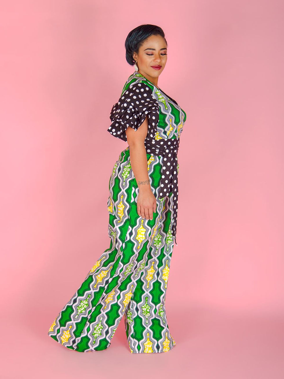 Thumbnail: Daveda Dot Jumpsuit - Green Plus Size