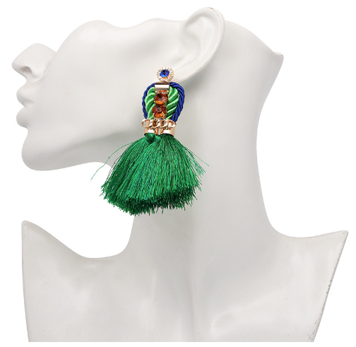Thumbnail: Double Strand Tassel Earring