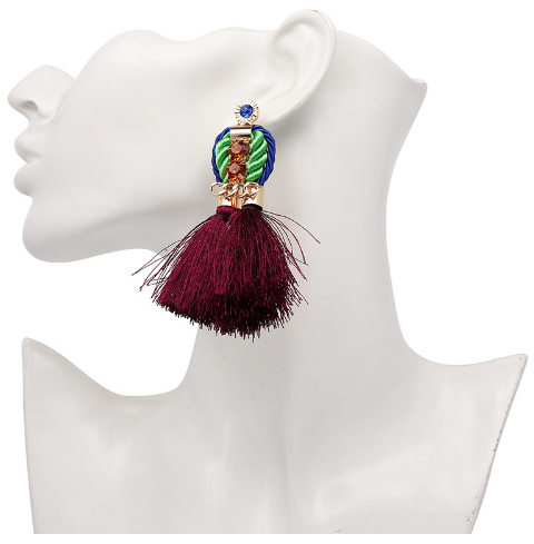 Thumbnail: Double Strand Tassel Earring