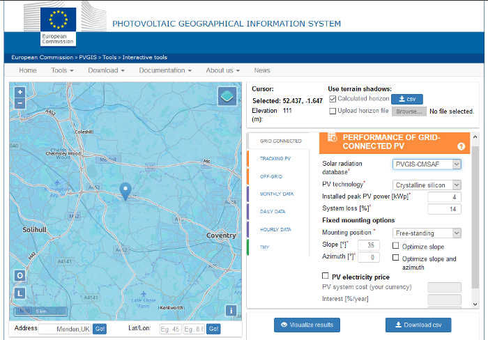 Pvgis Solar PV Generation Estimation: PVGIS-5 (Beta Release)