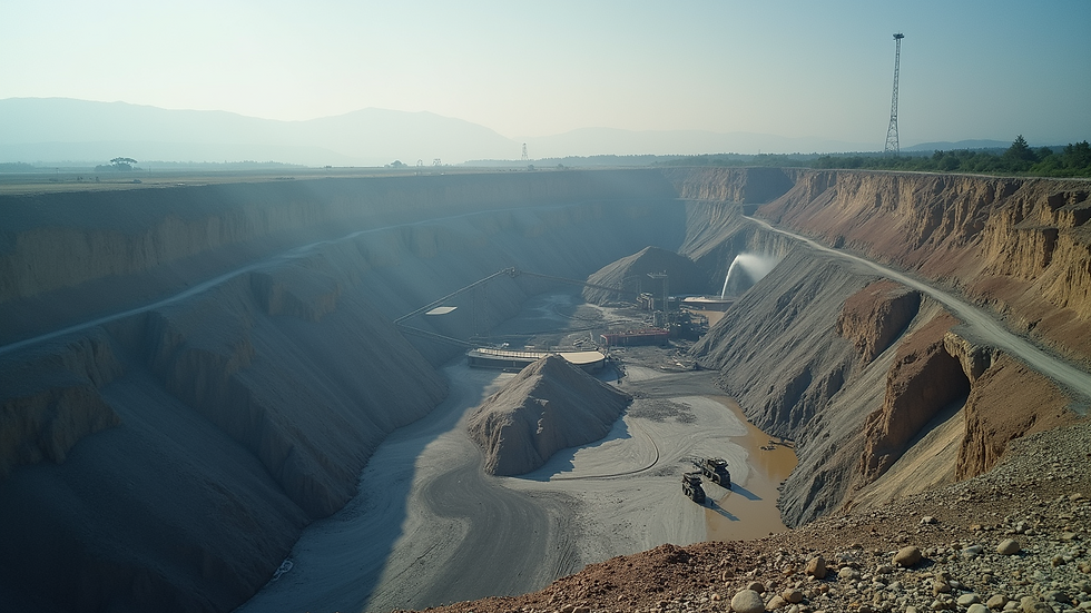 High angle view of tailings thickening facility in a mining operation