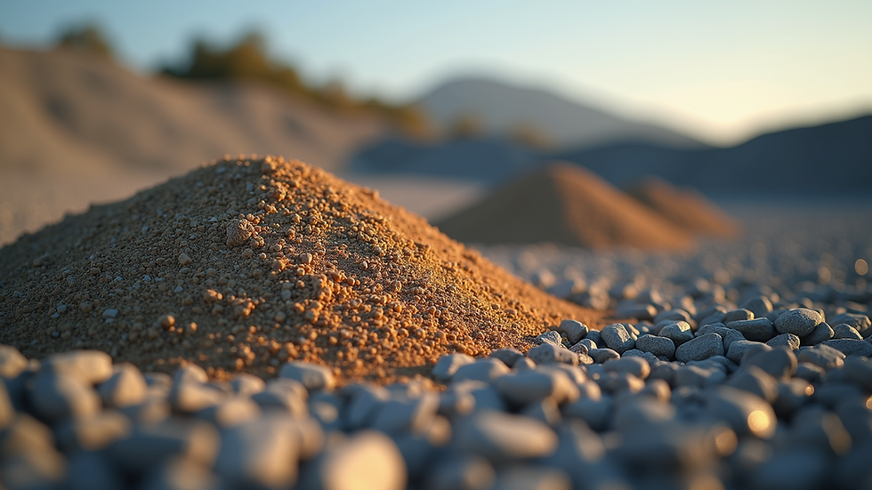 Close-up view of processed tailings material ready for reuse in construction