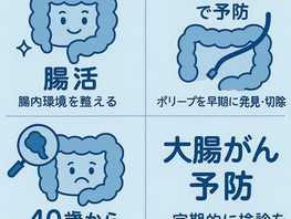 「腸活」「大腸内視鏡で予防」「40歳から」「大腸がん予防」